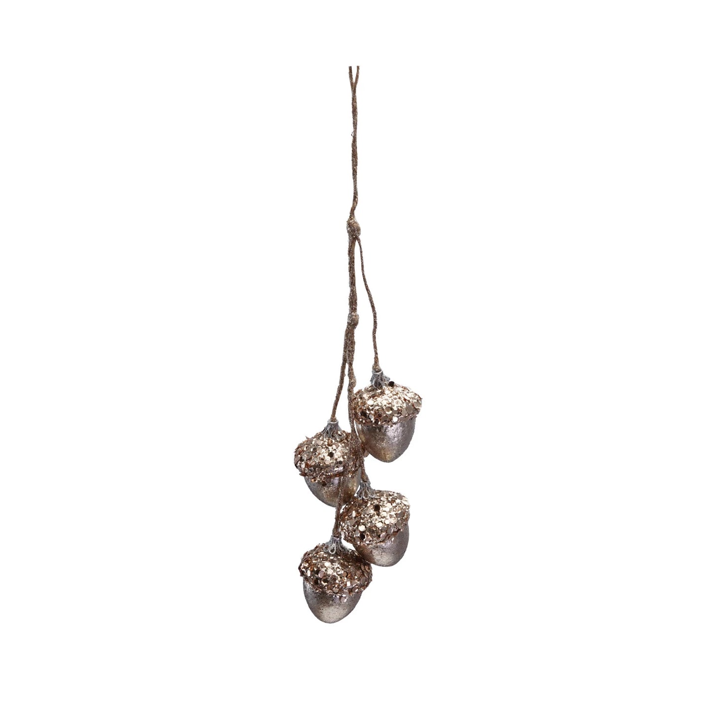 Glitter and Sequin Acorns Hanging with Jute Rope