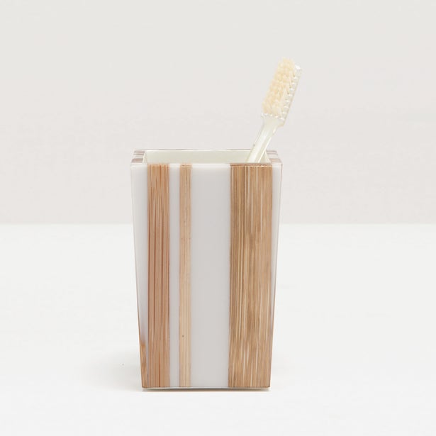 Bamboo + Resin Stripe Brush Holder