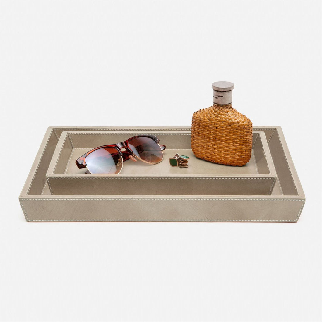 Large Nesting Tray in Storm Full-Grain Leather