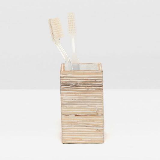 Brush Holder in Bleached Rattan