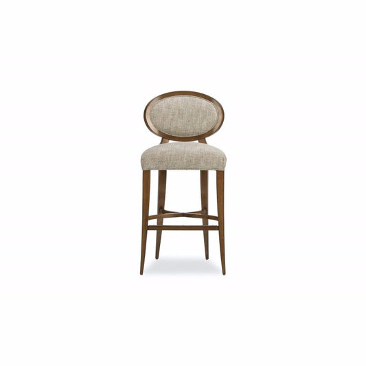 Oval Back Counter Stool in Navy Chevron + Birchette Wood Finish