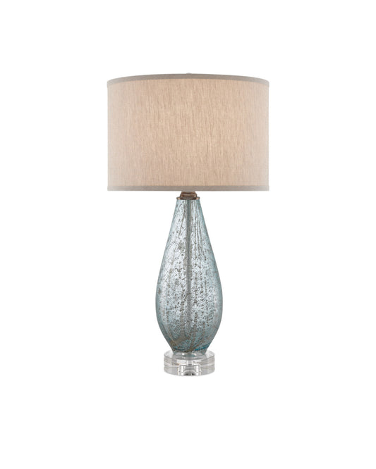 Pale Blue Speckled Glass Lamp