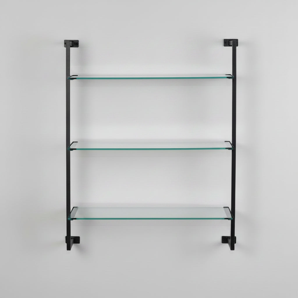 Satin Black and Glass Wall Shelf