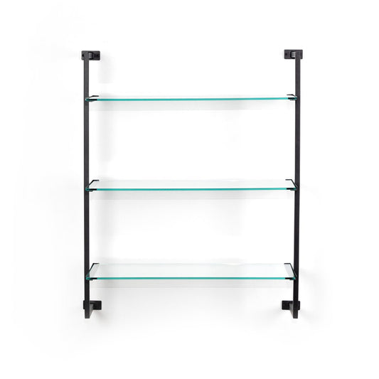 Satin Black and Glass Wall Shelf