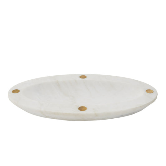 Marble Centerpiece Bowl with Brass Dotted Inlay