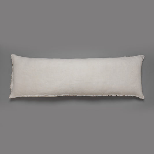 Frayed Edge Linen Body Pillow in White