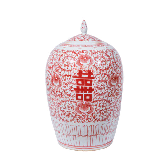 Red Floral Ginger Jar