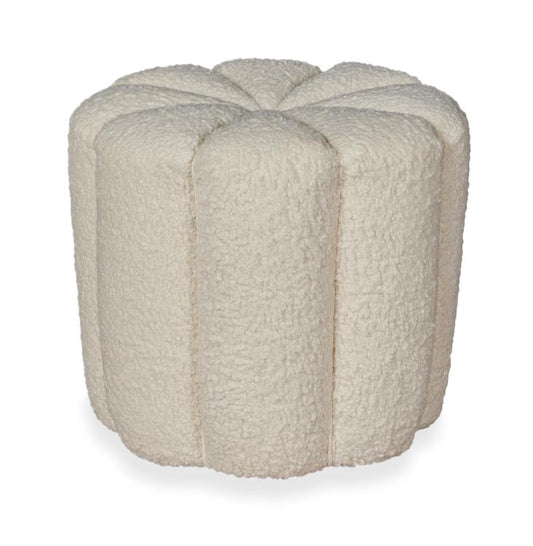 Petal Ottoman in Off-White Boucle