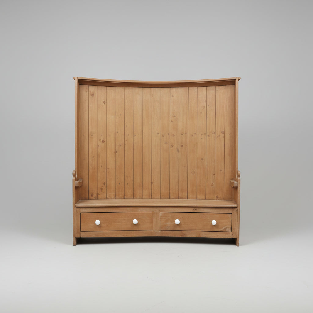 Pine Tavern Settle with a Curved Back, 1860