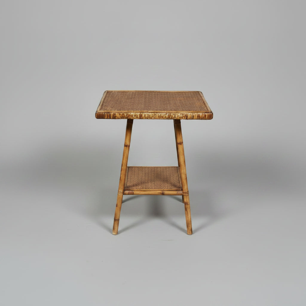 2 Tier Square Bamboo Table