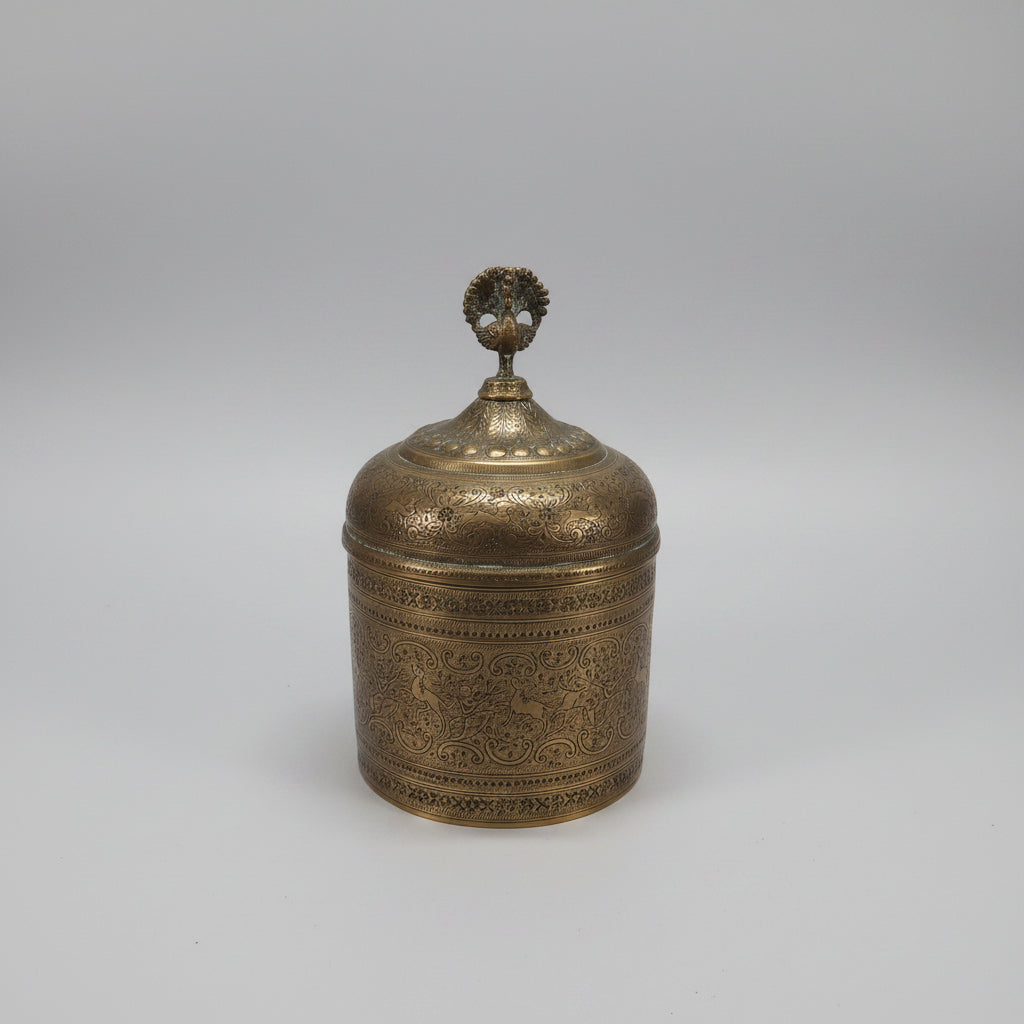 Chased Brass Lidded Caddy