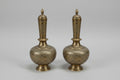 Pair of Chased Shaft Neck Brass Ewers