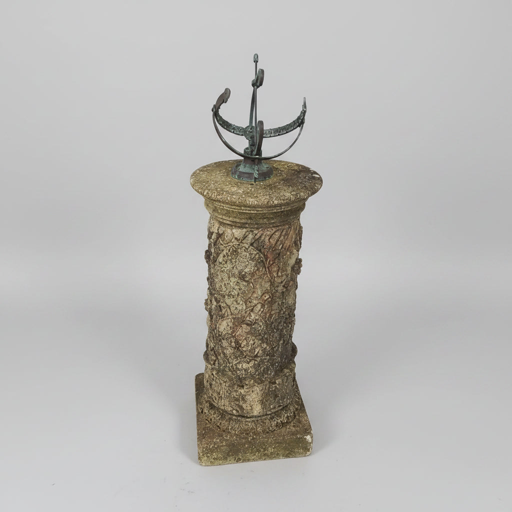 Small Bronze Armillary Sphere on Floral Design Plinth