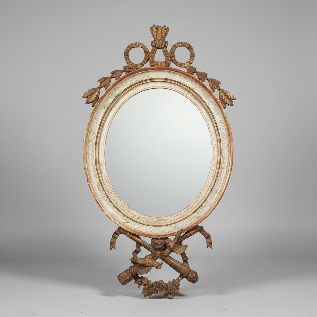 Antique Oval Painted Pine Framed Mirror