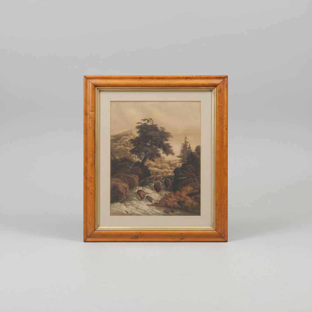 Antique Framed Rectangle Lithographs, Pair