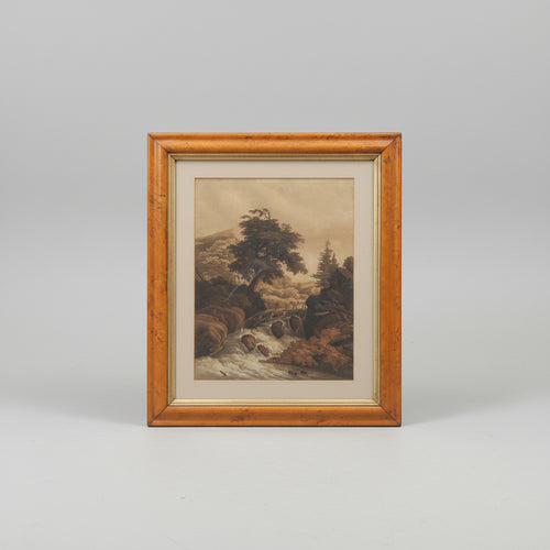Antique Framed Rectangle Lithographs, Pair