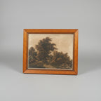 Antique Framed Square Lithographs, Pair