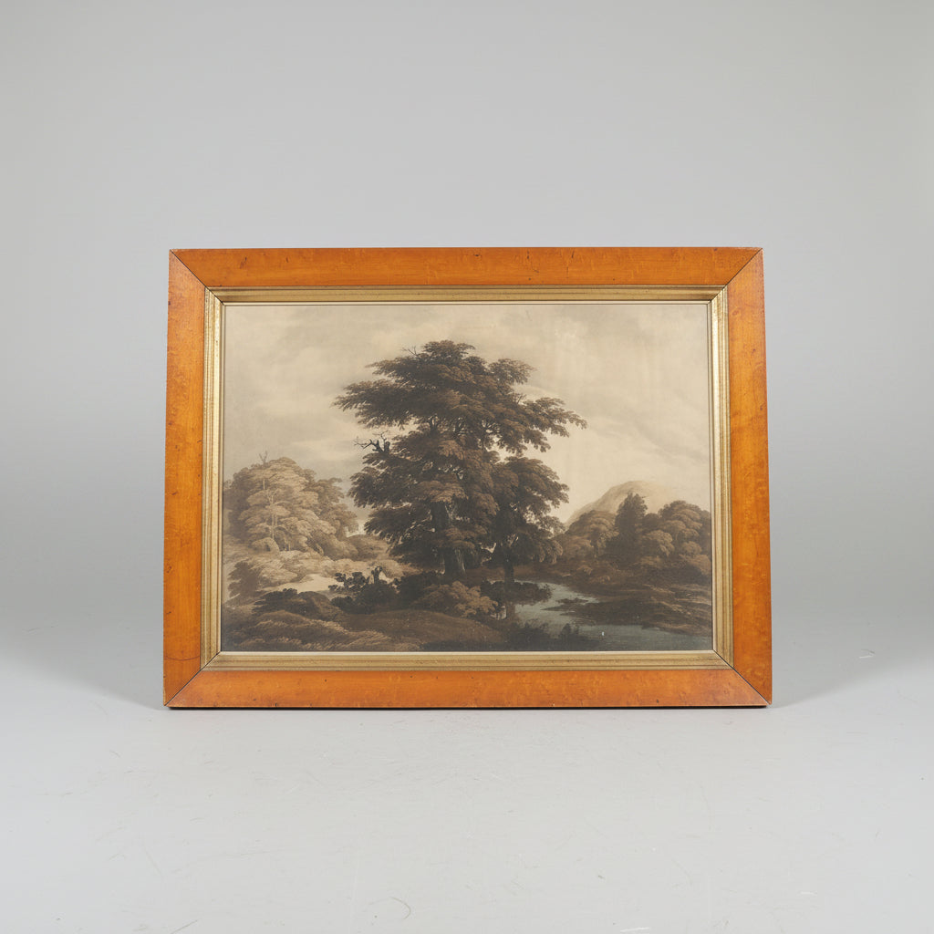 Antique Framed Square Lithographs, Pair