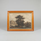 Antique Framed Square Lithographs, Pair