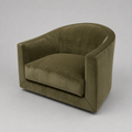 Curved Moss Velvet Swivel Chair