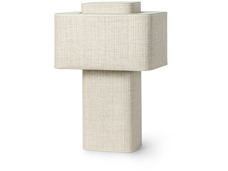 Silky Raffia Wrapped Table Lamp in Light Grey