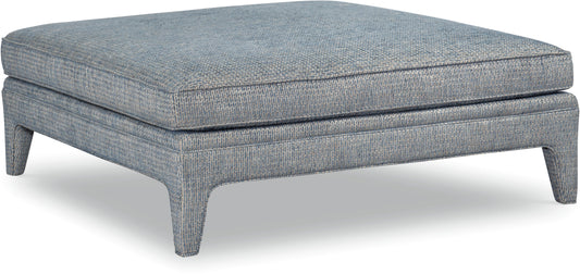 Square Upholstered Cocktail Ottoman in Light Gray Plaid