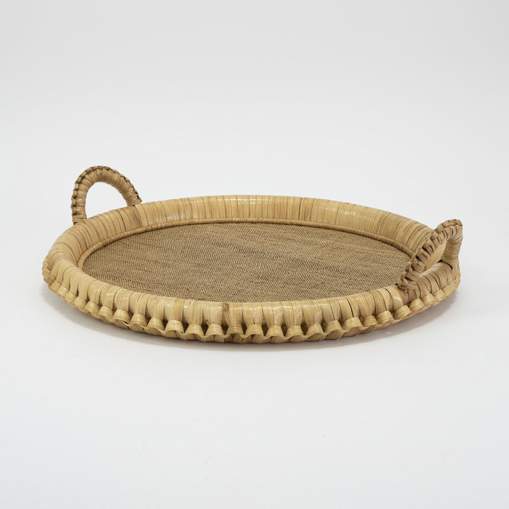 Braided Rattan Tray, Round