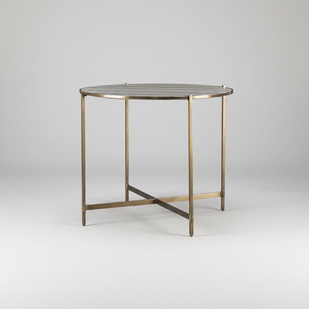 Warm Bronze + Marble Side Table