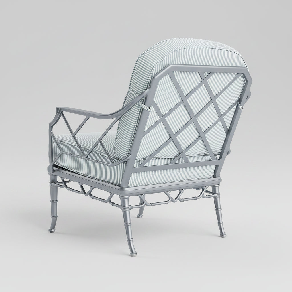 Artic Blue Bamboo Patterned Outdoor Lounge Chair