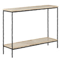 Forged Iron Console Table with an Unpolished Travertine Top
