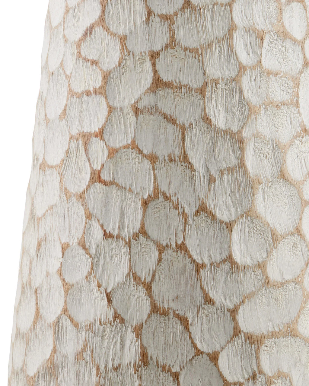Hand Carved White Washed Wood Floor Lamp