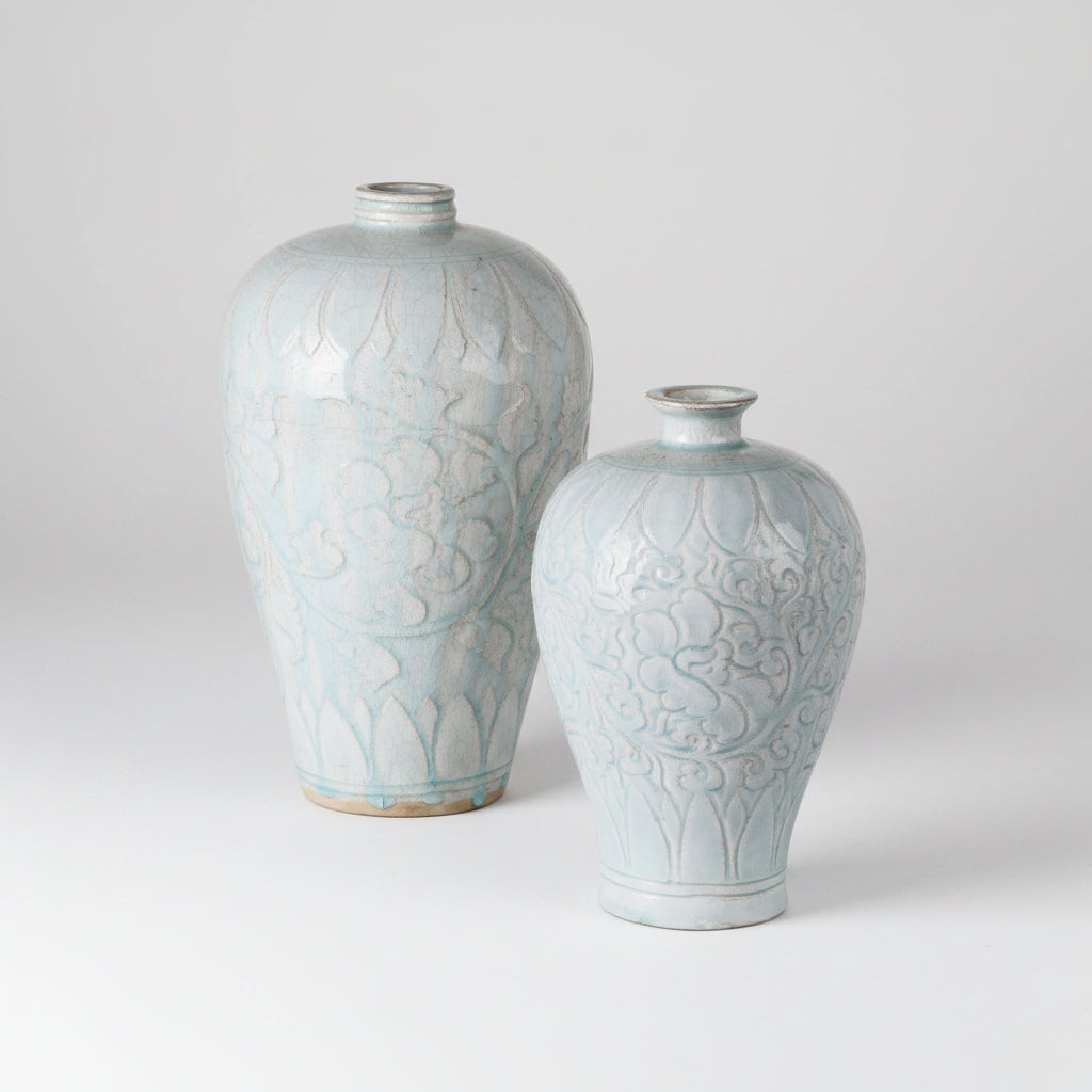 Pale Celadon Glazed Vases