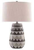 Glazed Triangles Lamp with Oatmeal Linen Shade