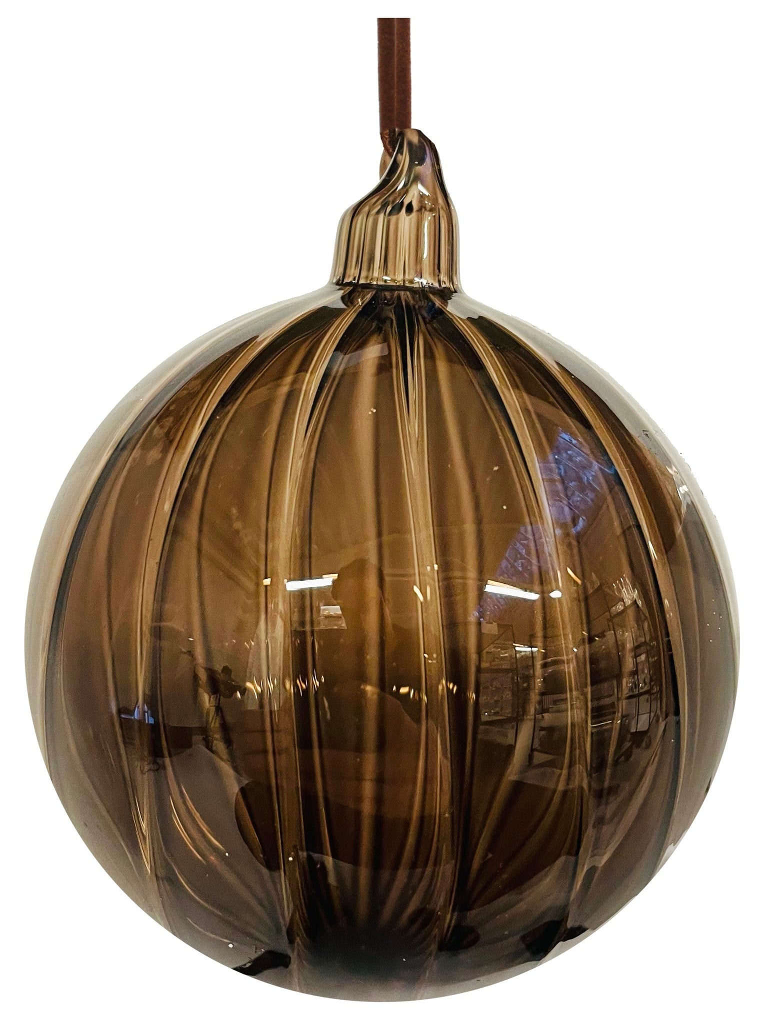 Glass Transparent Brown Ornament 4"