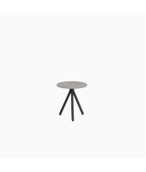 Outdoor Round Side Table in Cream + Keon Stone Top