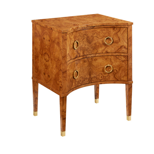 Olive Ash Burl Concave Nightstand