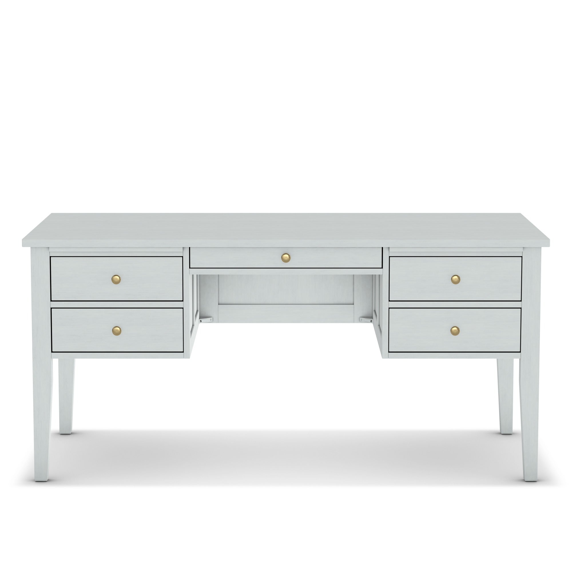 Light Blue Walnut Desk with Brass Hardware
