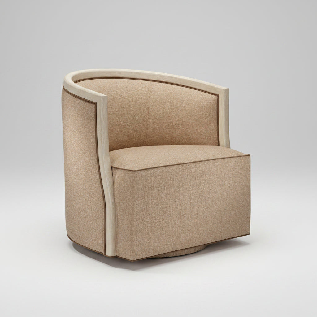 Exposed Wood Trim Swivel Chair