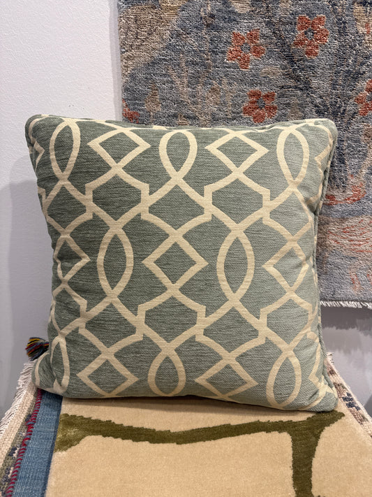 Teal and Cream Pillow
