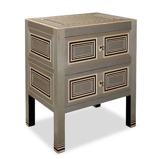 Natural and Black Squares Nightstand