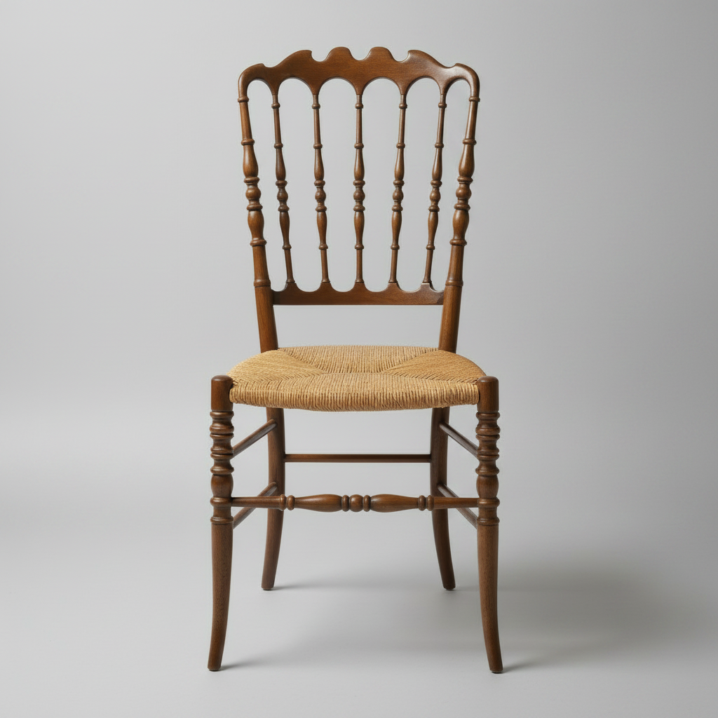 Set of Four Italian Chiavari Chairs with Cane Seat