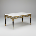 Antique Italian Brass and Marble Cocktail Table