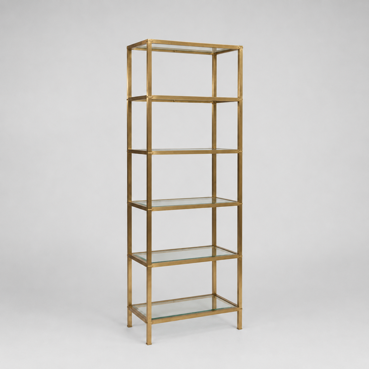 Small Etagere in Brass with Clear Glass Shelves