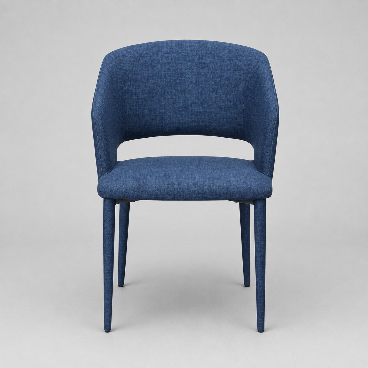 Fully Upholstered Mod Dining Arm Chair in Navy