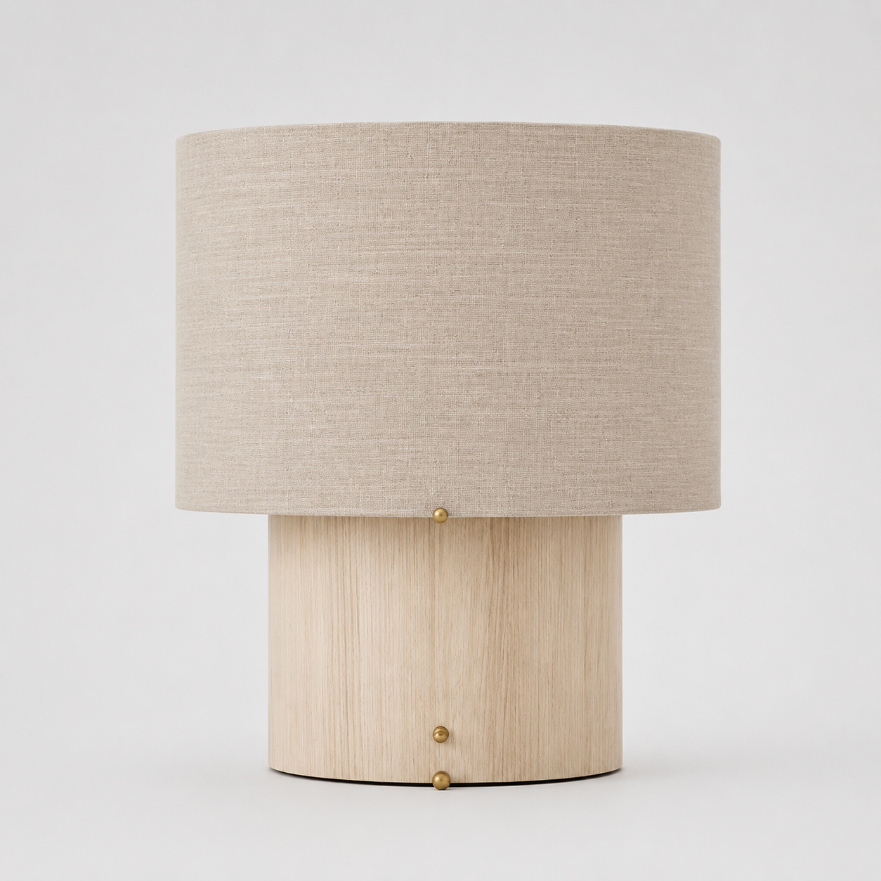 SandBlasted Ash Table Lamp with a Round Oatmeal Shade