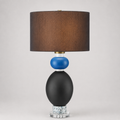 Optic Glass Lamp in Black + Blue with Black Drum Shade