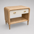 Rounded Frame Night Stand in Pristine Vintage Faux Shagreen