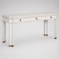 Chamfered Corner Desk in Weathered White + Brass Finish