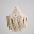 Round Cream Leather Fringe Chandelier