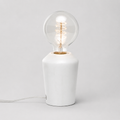 Bookcase Bulb Lamp in Crystal White Marble + Round Exposed Bulb